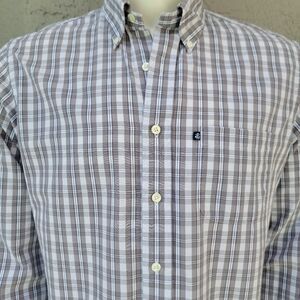 Brooks Brothers 346 Grey Plaid Heritage Polo Shirt Men’s Size slim fit Large